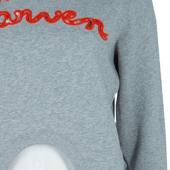 Carven Cropped Cut Out Grey Sweatshirt Sweater, Size Medium 38/40 - Picture 2 of 7